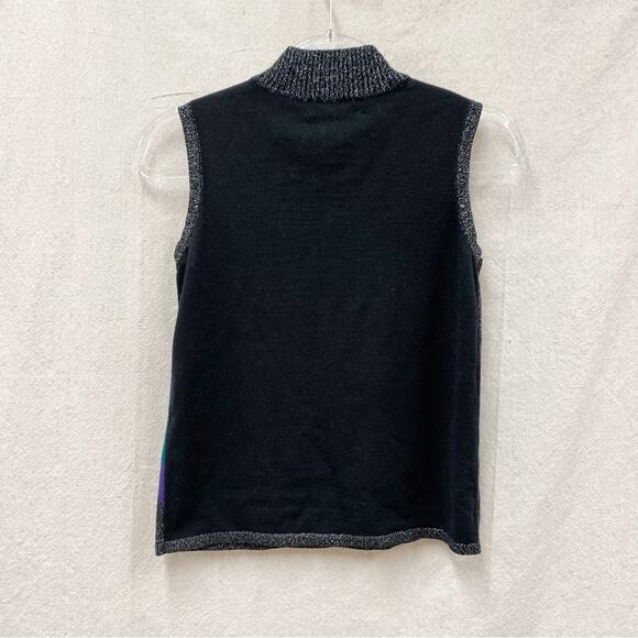 Vintage 90s argyle metallic accent sleeveless mock neck sweater Size‎ Small - Picture 8 of 12